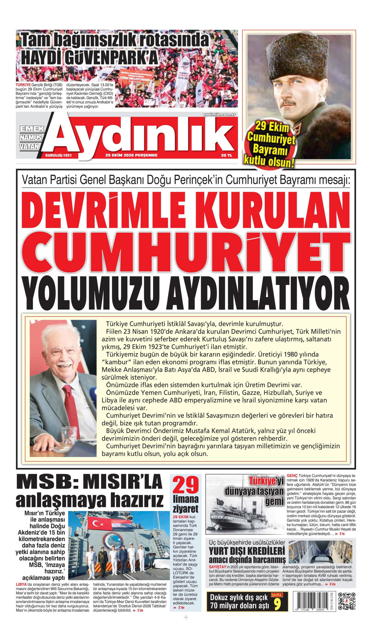 Aydınlık Gazetesi Gazetesi gazetesi manşeti