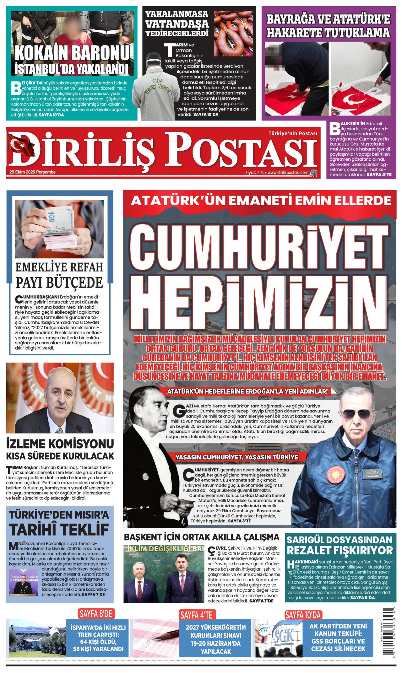 Diriliş Postası Gazetesi gazetesi manşeti