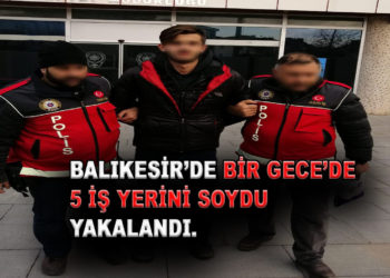 BİR GECEDE 5 İŞ YERİNİ SOYAN HIRSIZ YAKALANDI.