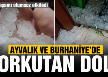 Ayvalık ve Burhaniye’yi fırtına ile dolu vurdu!