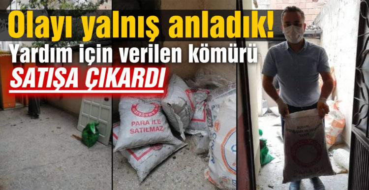 Yardım için verilen odun-kömürü, sosyal medyadan satışa çıkardı