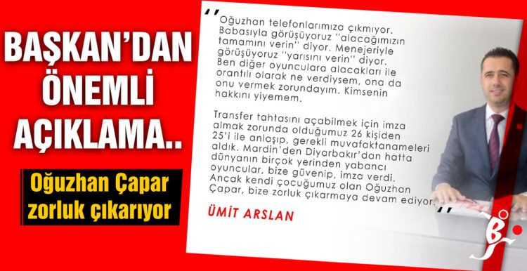 Ümit Arslan’dan önemli açıklama..