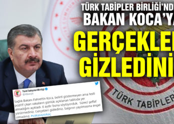TTB’den Sağlık Bakanı Fahrettin Koca’ya tepki