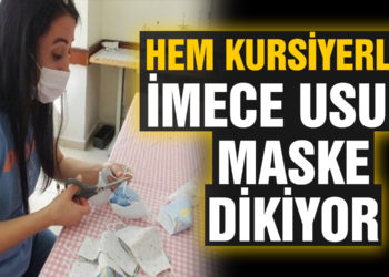 HEM kursiyerleri imeceyle maske dikiyor