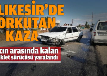 2 aracın arasında kalan motosiklet sürücüsü yaralandı