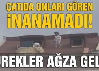 Sultanbeyli’de iki çocuğun çatıdaki oyunu yürekleri ağza getirdi
