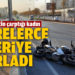 Motosikletin çarptığı kadın metrelerce ileriye fırladı