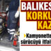Kamyonette sıkışan sürücüyü itfaiye kurtardı