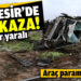 Direksiyon hakimiyetini kaybeden araç bahçeye uçtu