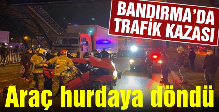 TIR’a arkadan çarparak takla atan araç hurdaya döndü