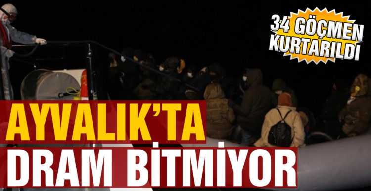 Balıkesir açıklarında 34 düzensiz göçmen kurtarıldı
