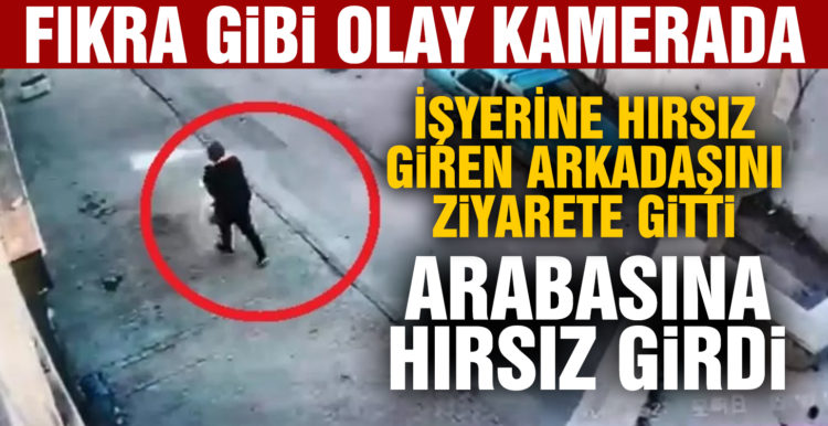 İş yerine hırsız giren arkadaşını ziyarete gitti, otomobilinden çantası çalındı