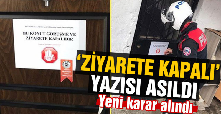 Ayvalık´ta koronavirüs vakaları olan evlere ‘ziyarete kapalı’ yazısı