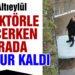 Traktörle geçerken köprü altında su baskını sonucu mahsur kaldı