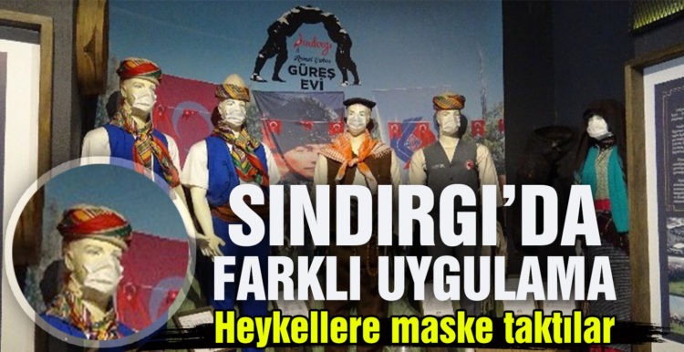 Korona virüse dikkat çekmek için heykellere maske taktılar