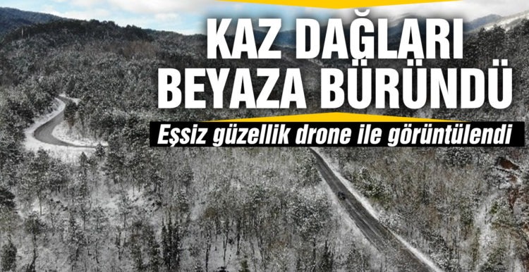 Kazdağları kar manzaraları ile ilgi çekiyor
