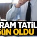 Bayram tatili 9 gün oldu