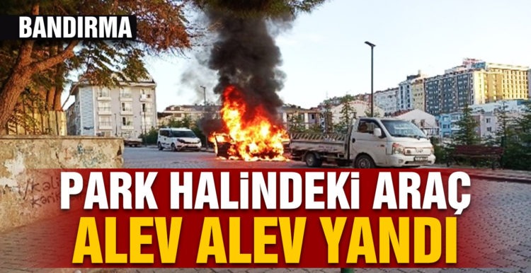 Park halindeki araç alev alev yandı