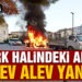 Park halindeki araç alev alev yandı