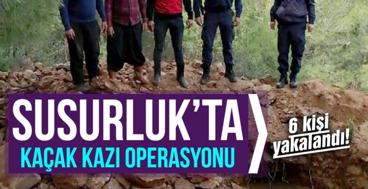 Susurluk’ta kaçak kazı yapan 6 şahsa suçüstü
