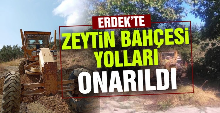 Erdek’te zeytin bahçesi yolları onarıldı