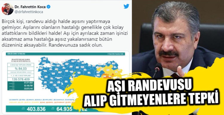 AŞI RANDEVUSU  ALIP GİTMEYENLERE TEPKİ !