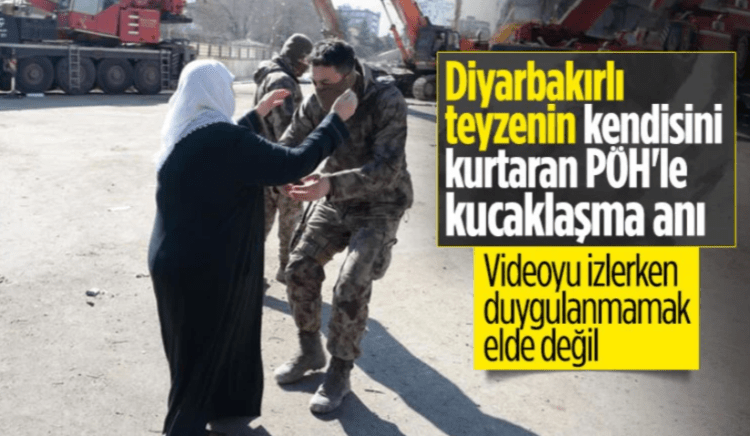 Diyarbakır’da kendisini enkazdan çıkaran özel harekat polisine sarılıp ağladı