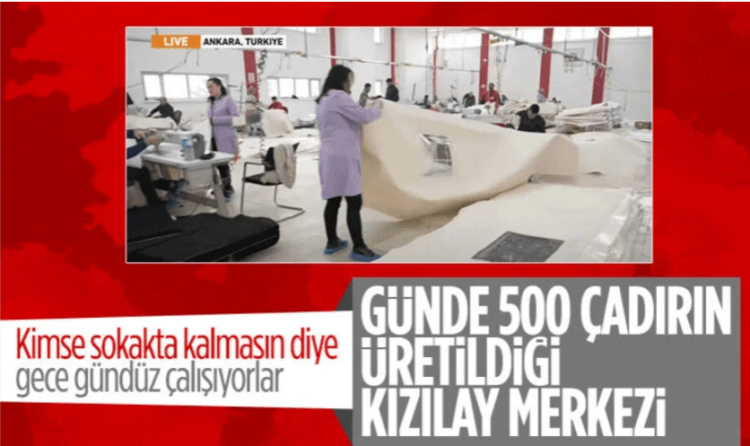 Al Jazeera, çadır üretim merkezini görüntüledi