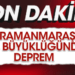 Kahramanmaraş’ta 4.4 büyüklüğünde deprem