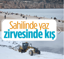 Antalya’da nisan ayında iki mevsim bir arada: Zirve kışı, sahil yazı gördü