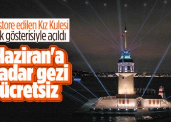 Kız Kulesi ışık ve lazer şovuyla açıldı