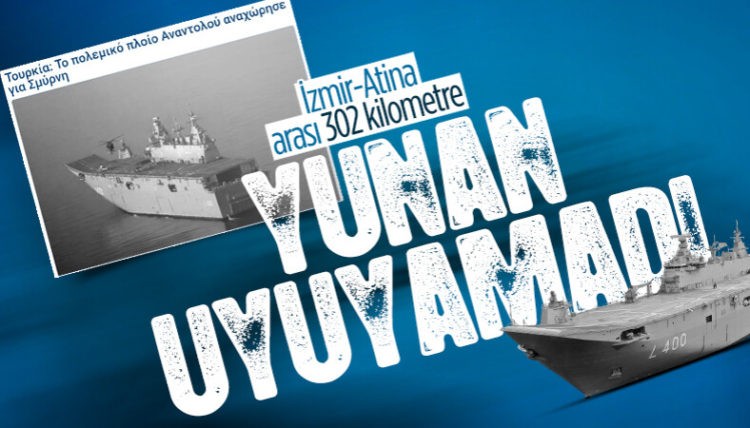 Yunan basını, İzmir’e giden TCG Anadolu’yu takip ediyor