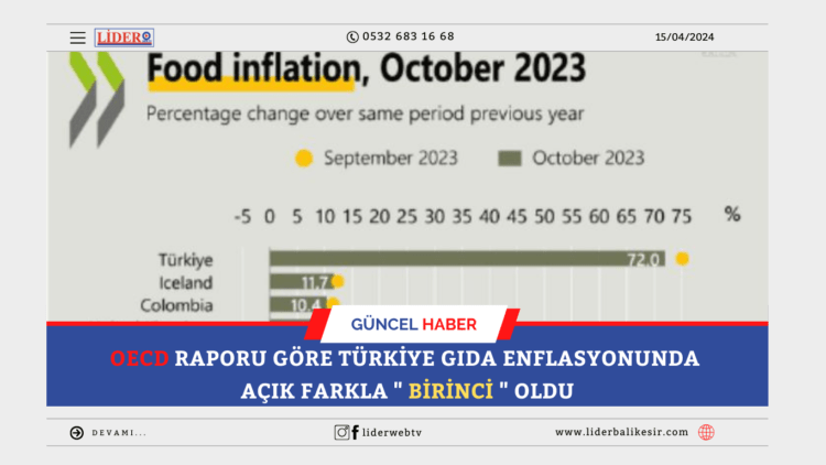 OECD Raporu: Türkiye Gıda Enflasyonunda Açık Farkla ” BİRİNCİ ” Oldu…