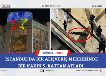 İstanbul’da bir alışveriş merkezinde bir kadın 5. kattan atladı.