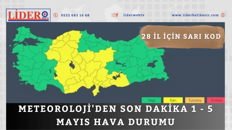 Meteoroloji’den son dakika 1 – 5 Mayıs hava durumu