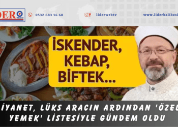 Diyanet, lüks aracın ardından ‘özel yemek’ listesiyle gündem oldu: Haftanın dört günü kebap, iskender, biftek…
