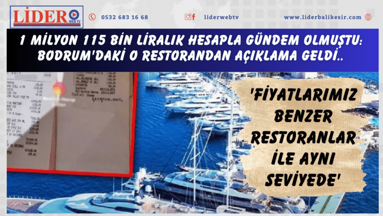 1 milyon 115 bin liralık hesapla gündem olmuştu: Bodrum’daki o restorandan açıklama geldi: ‘Fiyatlarımız benzer restoranlar ile aynı seviyede’