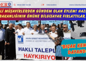 Mali Müşavirlerden gündem olan eylem! Hazine Bakanlığının önüne bilgisayar fırlattılar: ‘Bıçak kemiğe dayandı’