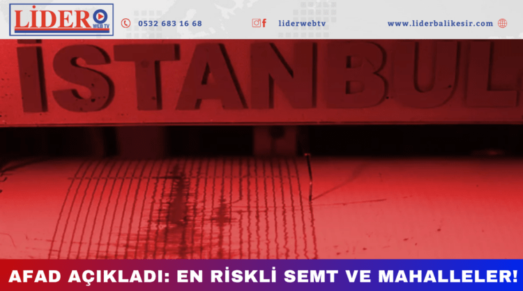 AFAD açıkladı: En riskli semt ve mahalleler!
