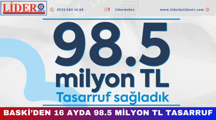 BASKİ’den 16 Ayda 98.5 Milyon TL Tasarruf