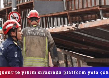 Başkent’te yıkım sırasında platform yola çöktü