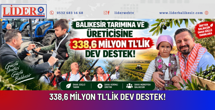 BALIKESİR TARIMINA VE ÜRETİCİSİNE 338,6 MİLYON TL’LİK DEV DESTEK!